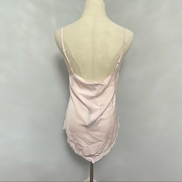 Highline Collective Baby Pink / Light Pink Floral Lace Detail Satin Tank New Tag - Picture 7 of 8